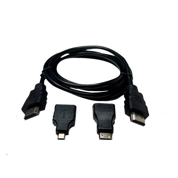 Imagem de Cabo Hdmi Com Adaptador Mini E Micro HDTV 1080p 1.4  3 Em 1