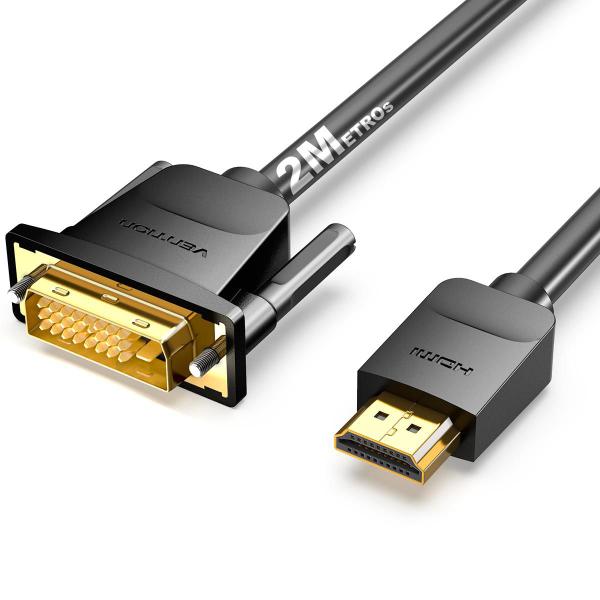 Imagem de Cabo Hdmi/dvi-d 2 Metros Reforçado Plug Banhado Ouro Vention