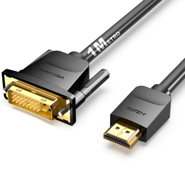 Cabo Hdmi/dvi-d Premium Plug Banhado A Ouro 1 Metro Vention Imagem de Cabo Hdmi/dvi-d Premium Plug Banhado A Ouro 1 Metro Vention
