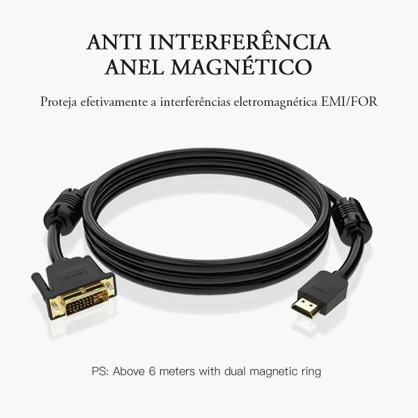 Cabo Hdmi/dvi-d Premium Plug Banhado A Ouro 1 Metro Vention Imagem de Cabo Hdmi/dvi-d Premium Plug Banhado A Ouro 1 Metro Vention