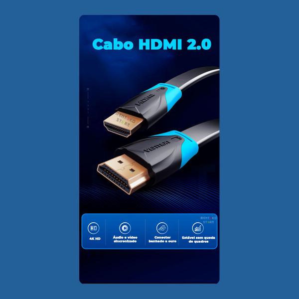 Imagem de Cabo HDMI Flat 2.0 4K Gamer Monitor PC 3m Vention