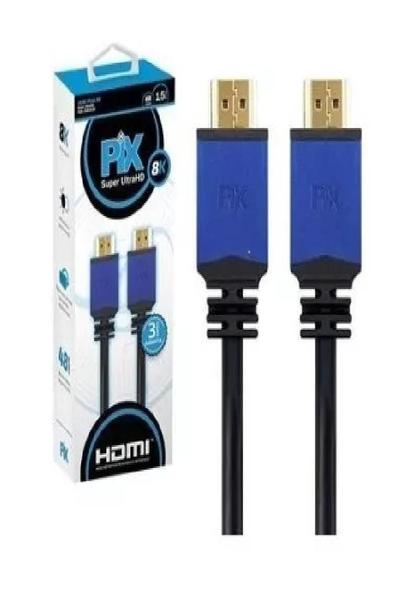 Cabo Hdmi Gold Plus 2.1 - 8K Hdr 19P 1.5M - PIX Imagem de Cabo Hdmi Gold Plus 2.1 - 8K Hdr 19P 1.5M