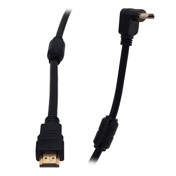 Imagem de Cabo HDMI-HDMI 90 Graus X-Cell, Full HD, C/ Filtro, Emborrachado, 1.4V, 1.5m, Preto - XC-HDMI-90-A