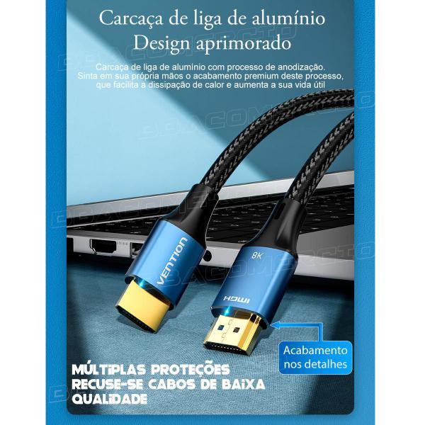 Imagem de Cabo HDMI HDR V2.1 8K 60Hz 4K 120Hz Blindado Ouro 5 Metros