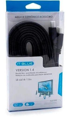 Imagem de Cabo hdmi it-blue 1.8m le-6614 full hd 1080p 1.4 flat