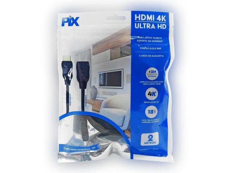 Imagem de Cabo Hdmi Macho X Hdmi Fêmea Extensor 4K Hdr 2M 018-9420