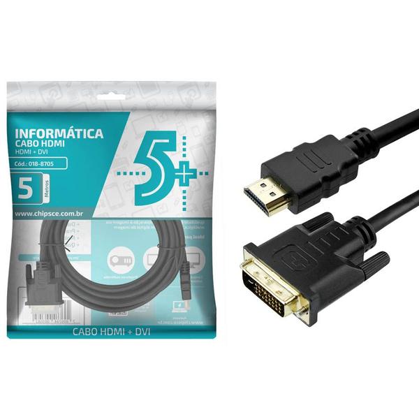 Imagem de Cabo Hdmi Para Dvi-d 24+1 Alta Qualidade 5 Metros - Original