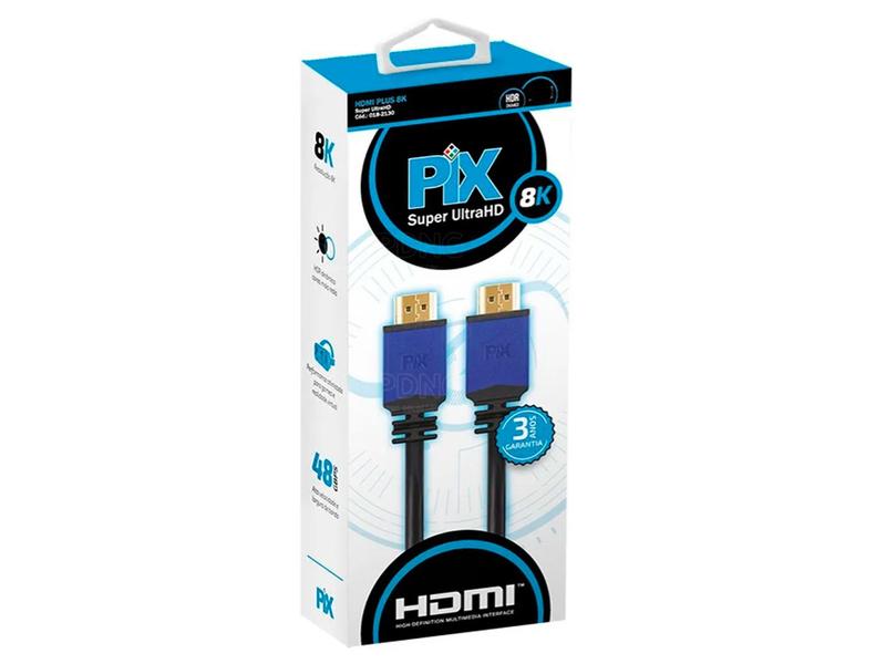 Cabo HDMI Para HDMI 1,5 Metros Premium Super Ultra FULL HD 2.1 8K HDR ARC 19P - PIX Imagem de Cabo HDMI Para HDMI 1,5 Metros Premium Super Ultra FULL HD 2.1 8K HDR ARC 19P
