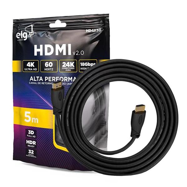 Imagem de Cabo hdmi para hdmi elg hd4k50 4k 5.0mt preto 