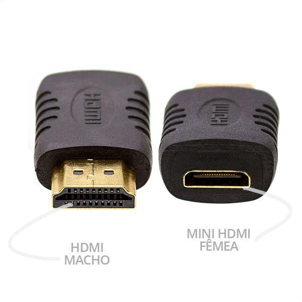 Cabo HDMI para Mini HDMI + Adaptador - 2 Metros - CIRILO CABOS Imagem de Cabo HDMI para Mini HDMI + Adaptador - 2 Metros
