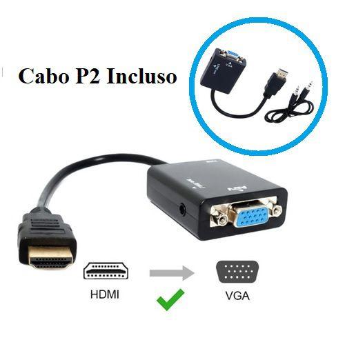 Imagem de Cabo HDMI Para VGA Com Saida P2 de Audio Conversor P2 Inclus