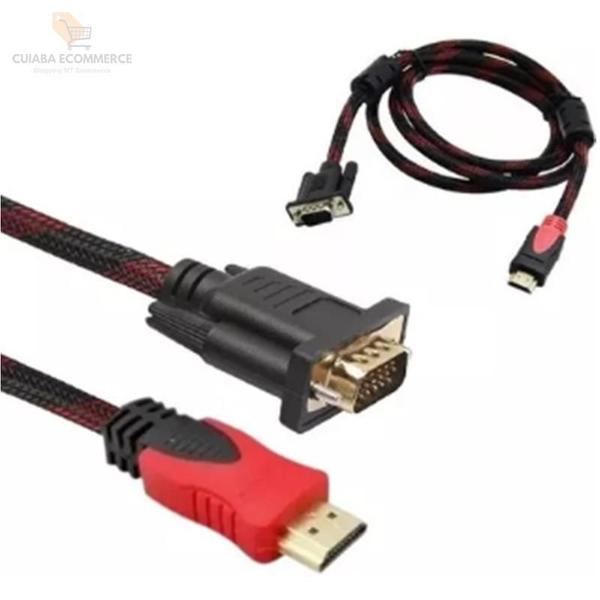 Imagem de Cabo Hdmi Para Vga Macho 1.80 Mts Tv, Monitor E Pc Notbook