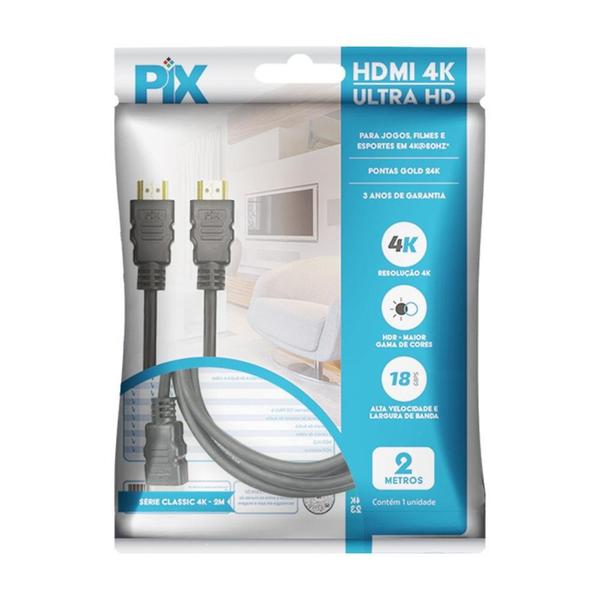 Imagem de Cabo HDMI PIX 2m 2.0 4K 19 Pinos 018-2222