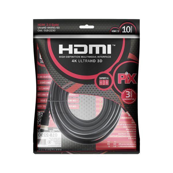 Cabo Hdmi Pix Gold 2.0 4K Ultrahd 3D 19P 10 Metros Imagem de Cabo Hdmi Pix Gold 2.0 4K Ultrahd 3D 19P 10 Metros