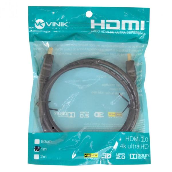 Imagem de Cabo Hdmi Premium Gold 4k 3d 2.0 3 Metros Full Hd Blindado 19 Pinos - VINIK