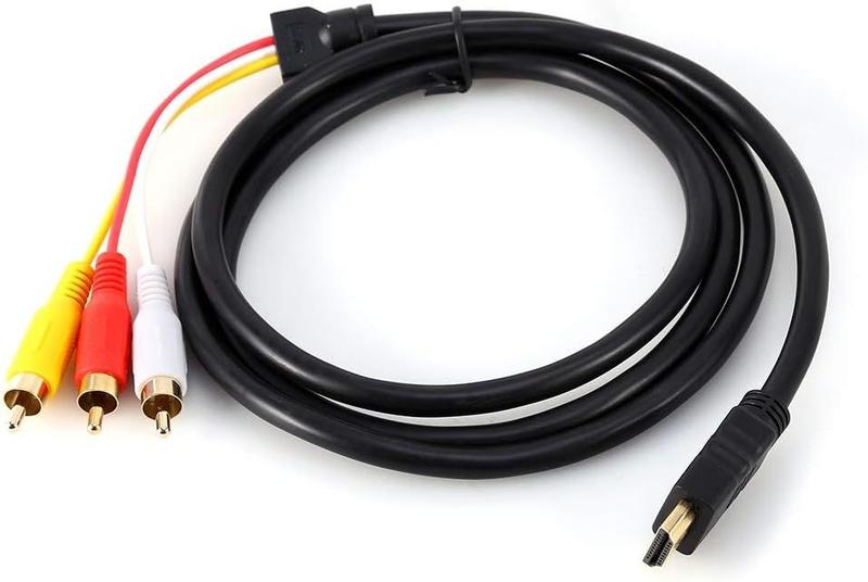 Imagem de Cabo HDMI RCA  Cabo adaptador de cabo transmissor 1,5 m HD 1080p HDMI macho para 3 RCA AV componente conversor adaptador para HDTV DVD e a maioria do