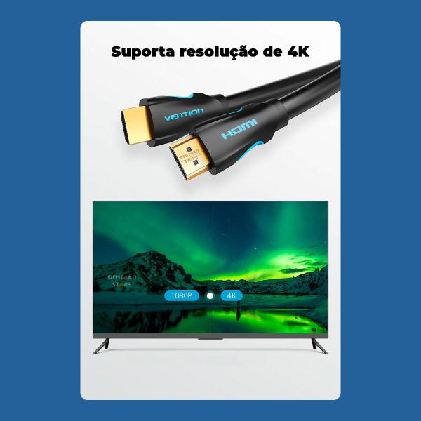 Imagem de Cabo HDMI Reforçado 2.0 Nintendo 4K PS4 Tv Led 1m Vention