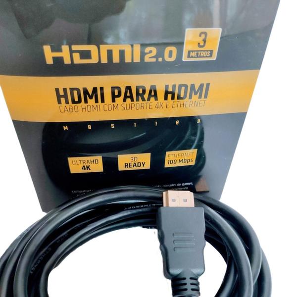 Imagem de Cabo Hdmi Ultra Hd 3D 4K Alta Resolução 1080P 3 Metros