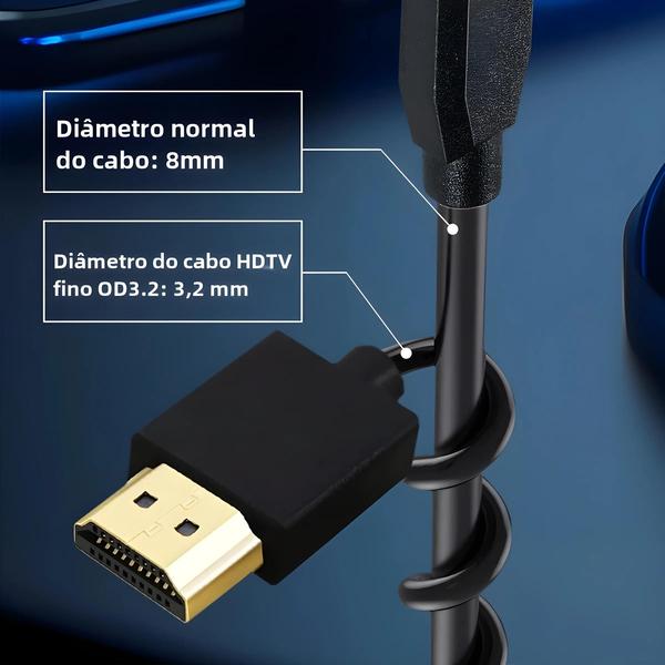 Imagem de Cabo HDMI Ultrafino 4K 60Hz - Alta Velocidade para Laptop e Projetor