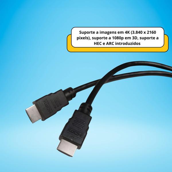 Imagem de Cabo HDMI V2.0B 5M Svart Resolução 4k a 60Hz e até 32 Canais de Áudio Tech One - PW-B-1778