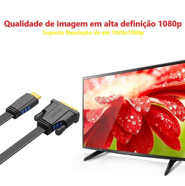 Imagem de Cabo HDMI x DVI 24+1 Flat 15 Metros 1080p Bi-Direcio