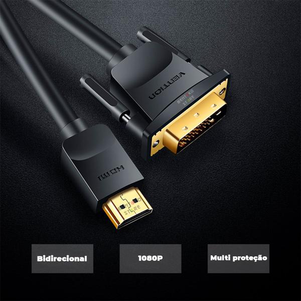 Imagem de Cabo HDMI x DVI D Blindado PC Notebook Monitor 2m Vention