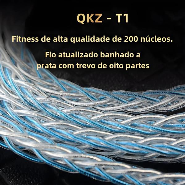 Imagem de Cabo Hifi QKZ T1 Banhado a Prata - Conector MMCX 2 Pinos (200 Cores)