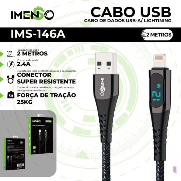 Imagem de Cabo IMENSO USB-A Para Lightning 2m IMS-146a