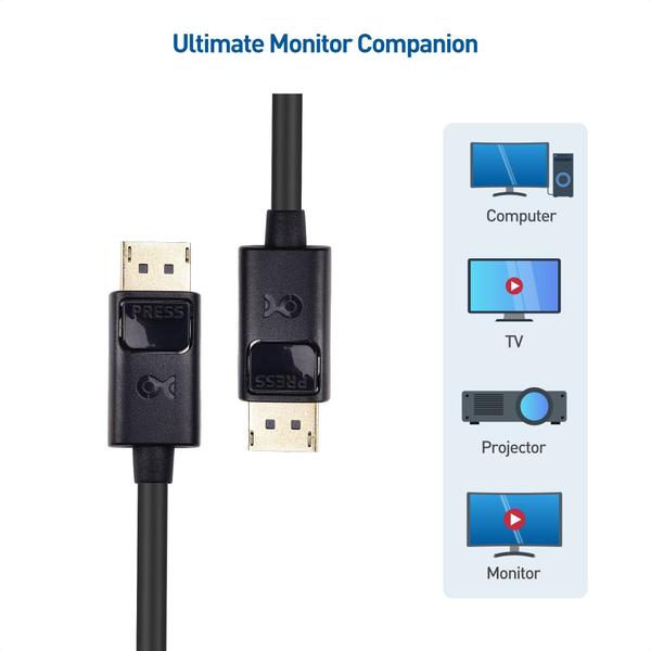 Imagem de Cabo importa displayport 4K para cabo de suporte de porta de exibição (DP para cabo DP, cabo de porta de exibição) 10 pés - 4K 60Hz, suporte ao monitor 2K 144Hz