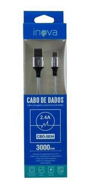 Cabo inova 2.4a usb type c 3 metros cbo-5834 Imagem de Cabo inova 2.4a usb type c 3 metros cbo-5834