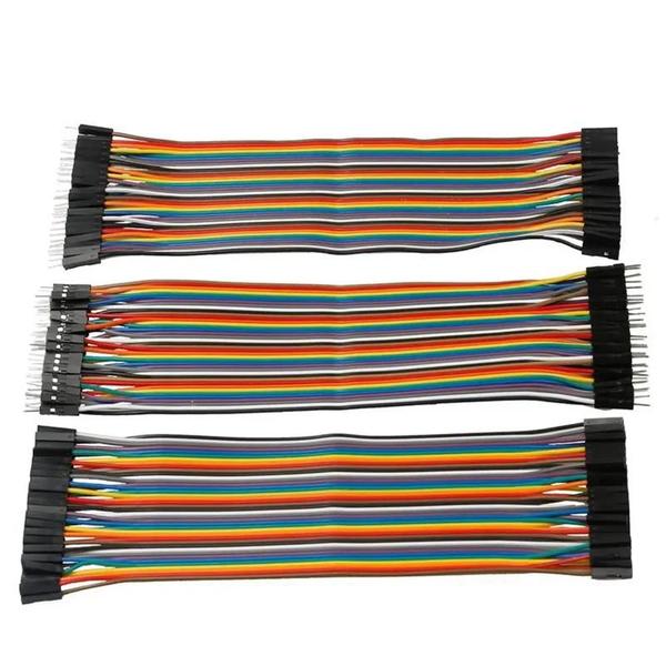 Imagem de Cabo Jumper De Fio Dupont Multicolorido, 40 Pinos, 20cm, 120 Peças, Macho Para Fêmea, Macho Para