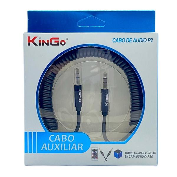 Imagem de Cabo Kingo Auxiliar P2 + P2 Estéreo Espiral Mola Som