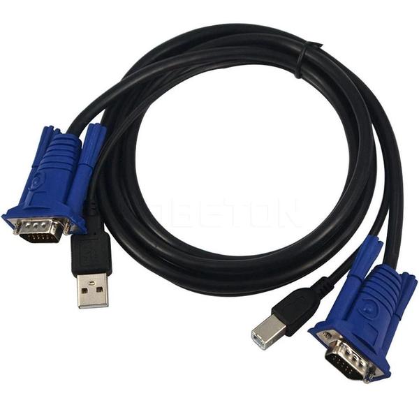 Imagem de Cabo Kvm 2X1, 2 Vga Macho 1 Usb Tipo B E 1 Usb Tipo A 1,5 Mt