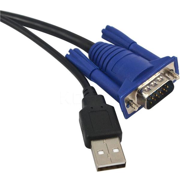 Imagem de Cabo Kvm 2X1, 2 Vga Macho 1 Usb Tipo B E 1 Usb Tipo A 1,5 Mt