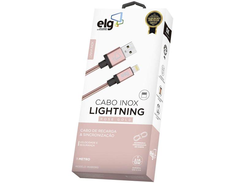 Imagem de Cabo Lightning USB 1m ELG Inox - INX810RG