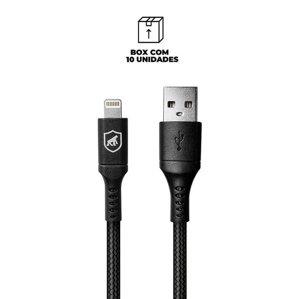 Imagem de Cabo Lightning / USB-A - Survivor - Preto - 1,5M  no Atacado - Caixa Fechada 10 Unidades - Gshield - Gshield