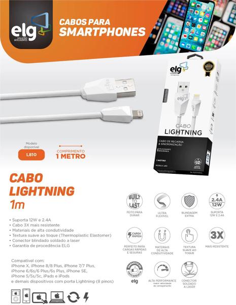 Imagem de Cabo Lightning Usb ELG L810 - Original C/ N Fiscal