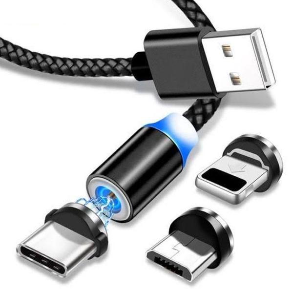 Imagem de Cabo Magnético 3 em 1 HS-210 2 Metros Lightning Tipo C e Micro USB 