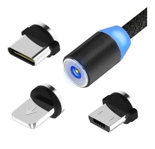 Imagem de Cabo Magnético 3 Em 1 Micro Usb V8 Type C Android