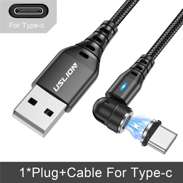 Imagem de Cabo Magnético USB-A Conector Tipo C 5A 2m Nylon Uslion