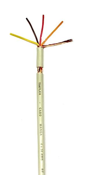 Cabo Manga 4x26 Awg Bege - Com Blindagem 2m - 2 metros - Tia Flex Imagem de Cabo Manga 4x26 Awg Bege - Com Blindagem 2m - 2 metros