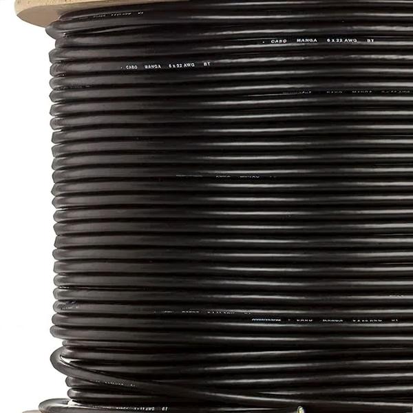 Cabo Manga 6x22 AWG - com Blindagem Preto - 100 Metros - CIRILO CABOS Imagem de Cabo Manga 6x22 AWG - com Blindagem Preto - 100 Metros