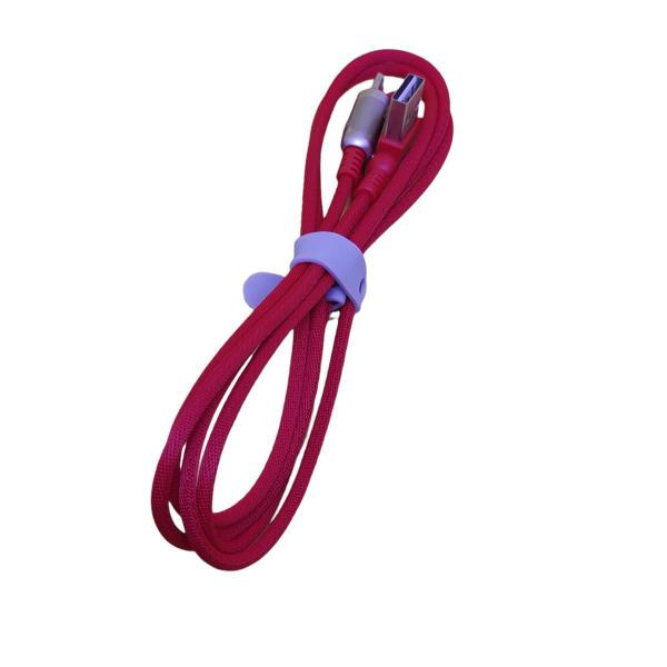 Imagem de Cabo Micro Usb Nylon 2.4A 1.2M Vermelho V8 Reversível Rápido