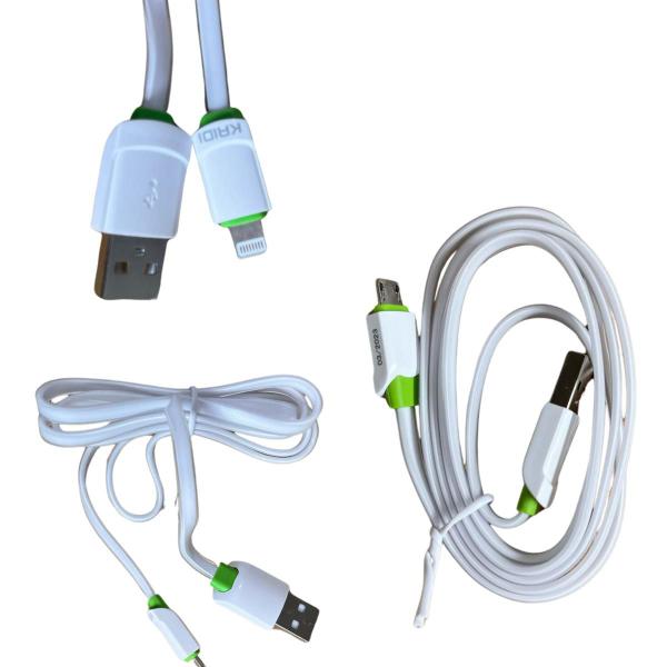 Imagem de Cabo Micro Usb V8 Turbo Kaidi Kd305 Cabo Reforçado 1 Metro Cor Branco