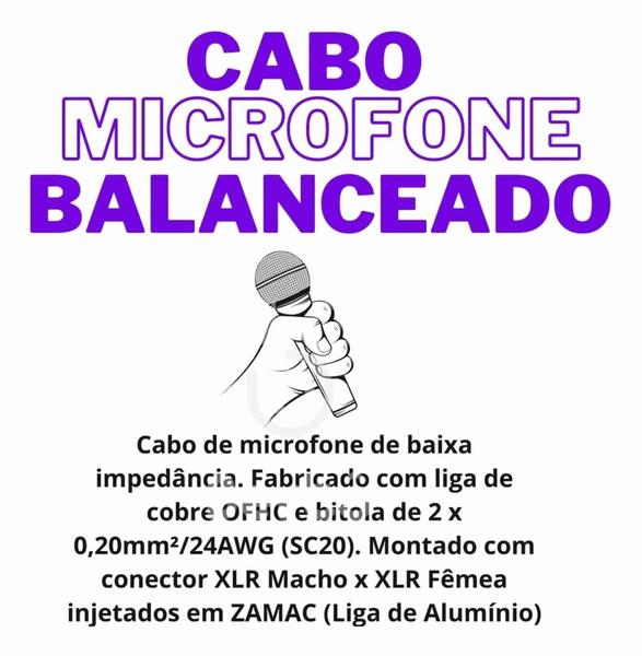 Imagem de Cabo Microfone Balanceado Xlr Macho Xlr Femea Santo Angelo 3