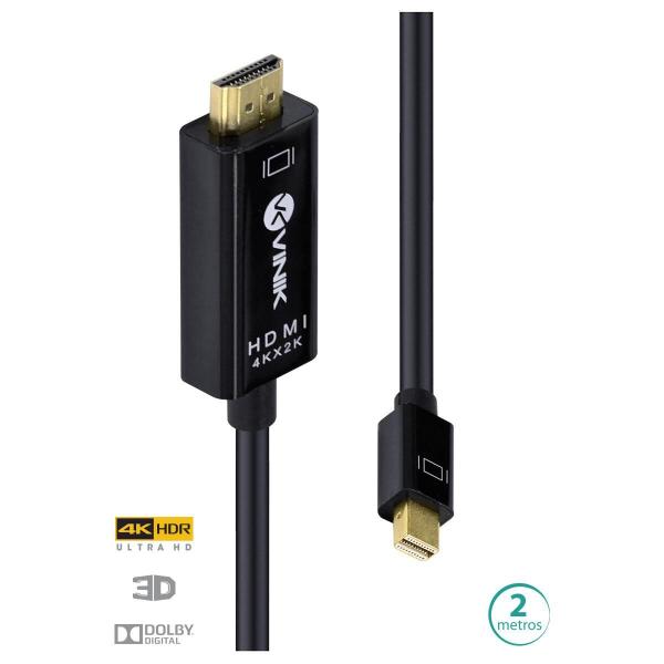 Imagem de Cabo Mini Displayport Para Hdmi 2.0 4k Ultra Hd 2 Metros - H20mdp-2