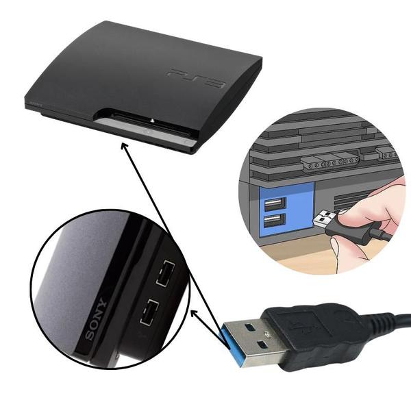 Imagem de Cabo Mini Usb 3.0 V3 Com Filtro Para Controle Ps3 1,8 Metros