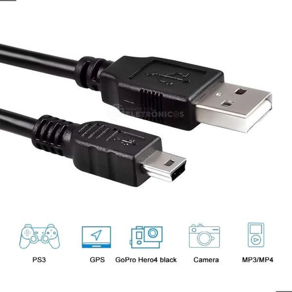 Imagem de Cabo Mini USB V3 Câmeras, MP3, MP4, PSP, GPS e PS3 Carregamento e Transferência de Dados LEY218