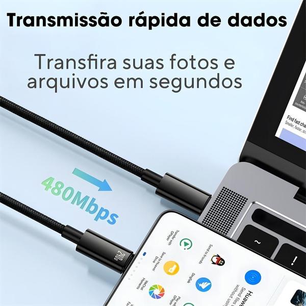 Imagem de Cabo Nylon Trançado USB-C Tipo C 240W Turbo 1 Metro A'Gold CB-53