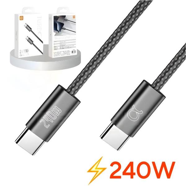 Imagem de Cabo Nylon Trançado USB-C Tipo C 240W Turbo 1 Metro A'Gold CB-53